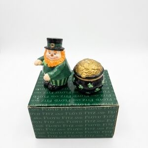 Fitz and Floyd Green Leprechaun with Gold Pot